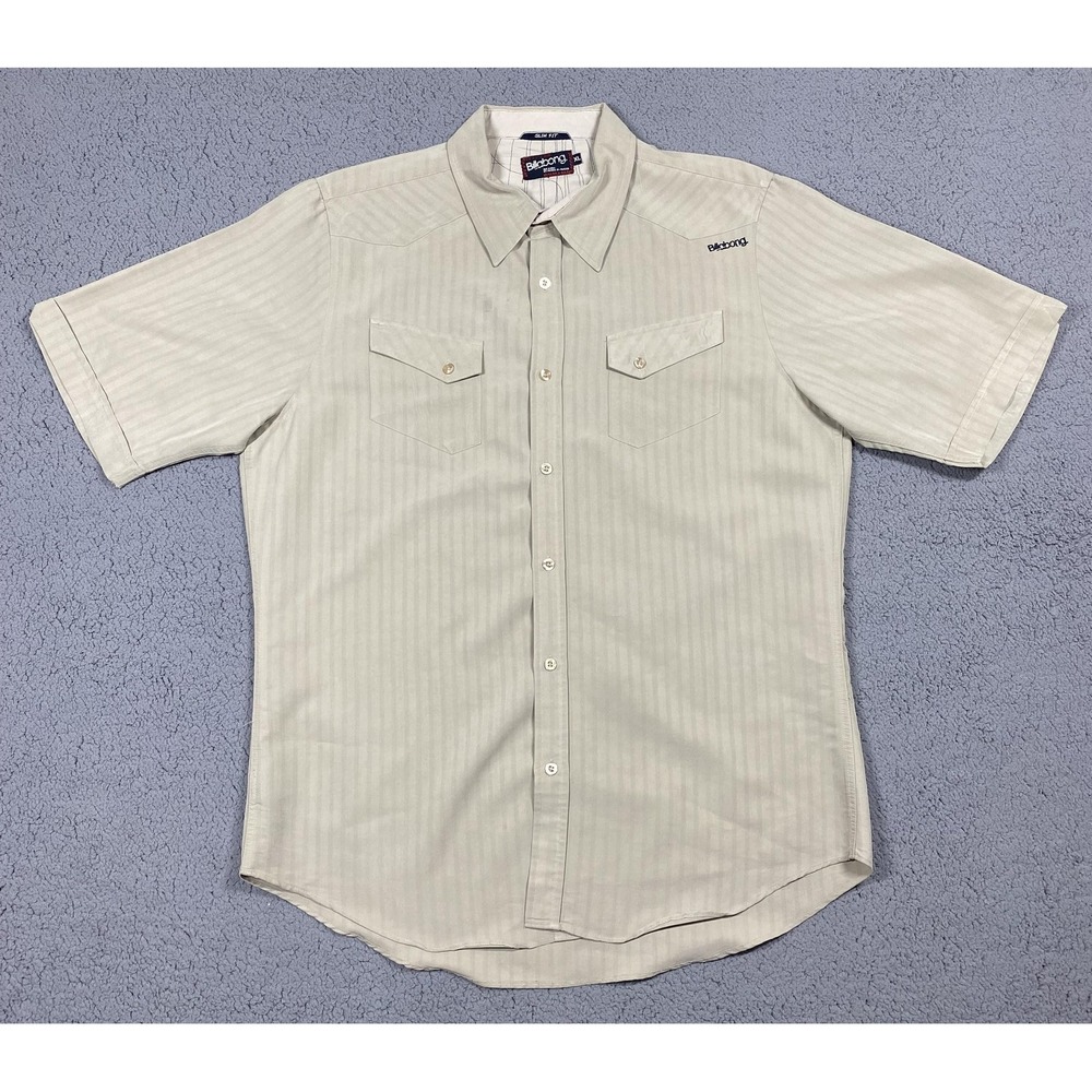 Billabong Cream Short Sleeve Button-Down Shirt